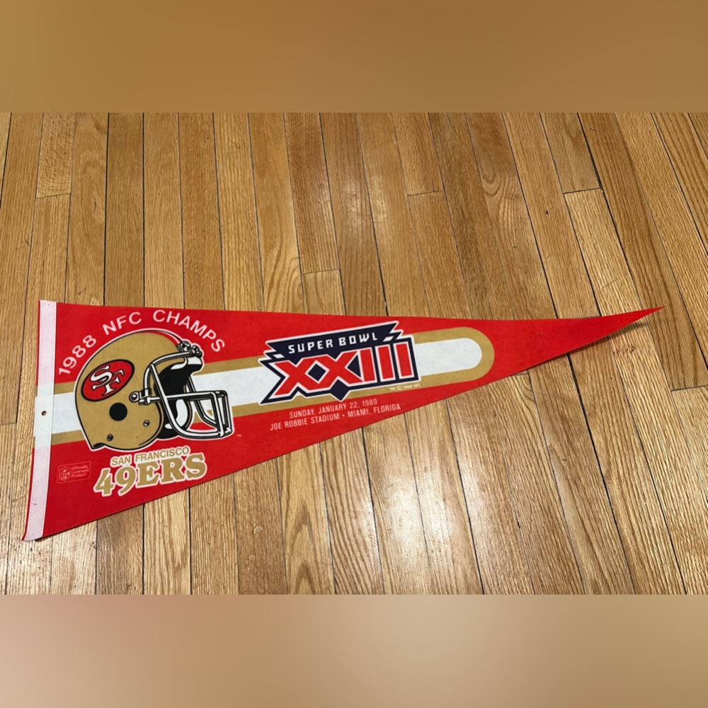 Vintage NFL San Francisco 49ers Super Bowl XXIII felt Pennant - Picture 3 of 3